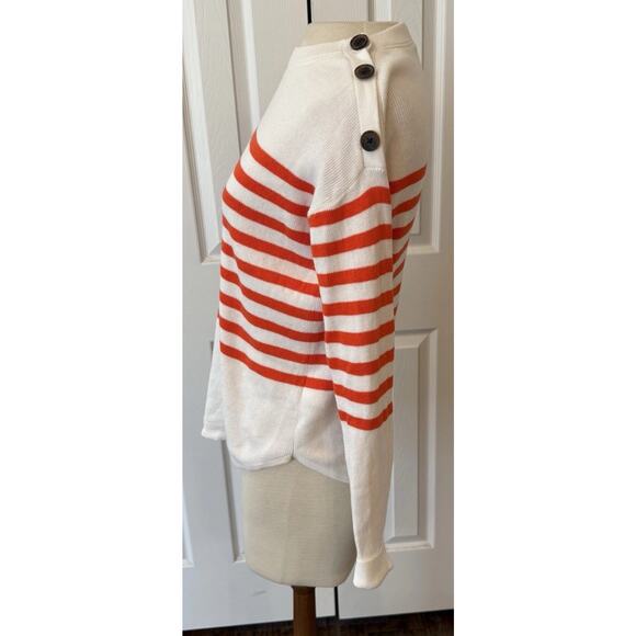 Gap Striped Sweater Women’s XS Off White Button Shoulder Preppy Spring Coed EUC - Picture 3 of 12